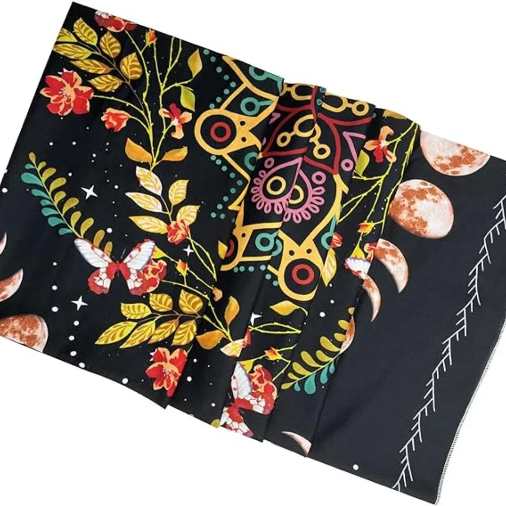 Floral Moon Phases Woven Jacquard Throw Blanket Tapestry 78.7''x59.1''